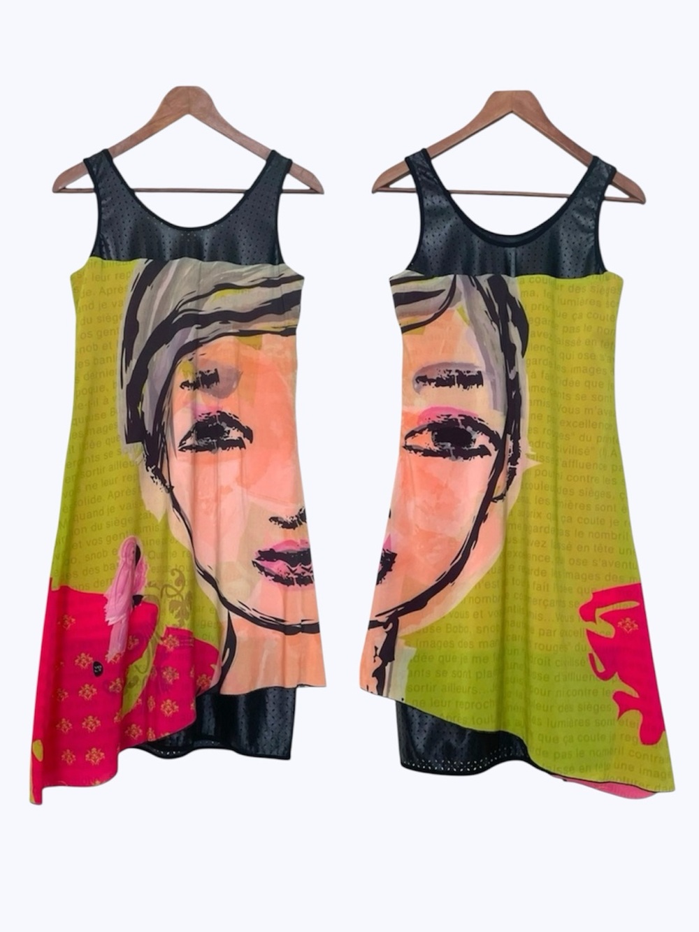 Volt Design Art To Wear Dress Reversible Novelty A-Line Sleeveless Midi Parrot